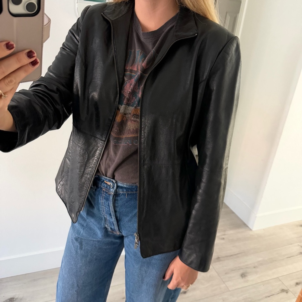Vintage 90’s Y2K Black Leather Jacket Size L